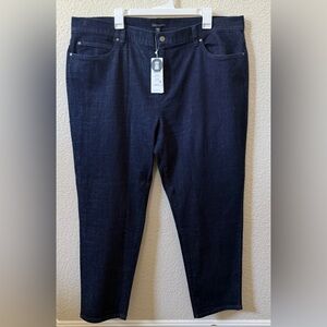 Eileen Fisher 2X High Waist Slim Ankle Pant Jean Organic Deep Indigo MRSP $188